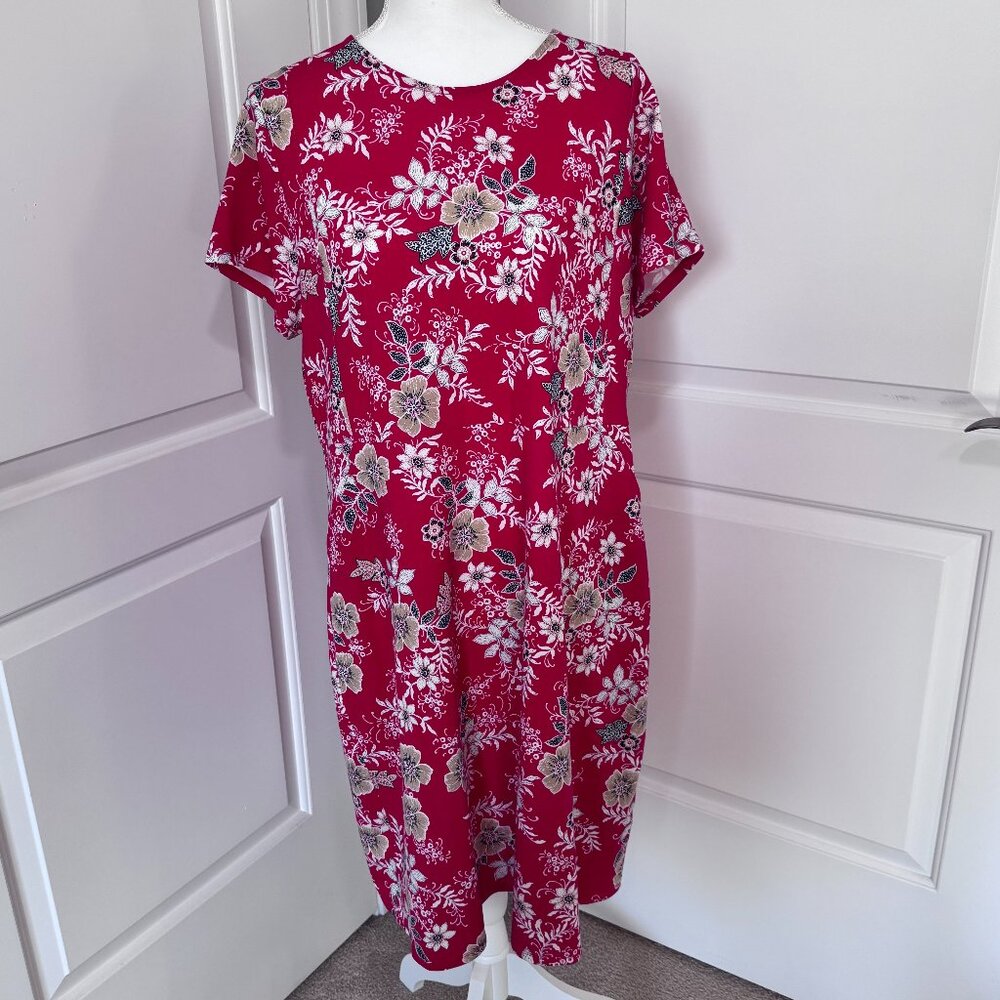 J. Jill size Large red floral dress - Picture 2 of 11
